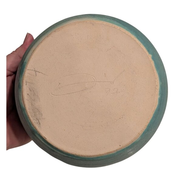 Handmade Studio Pottery Bowl Turquoise Glaze Signed 1950s - Picture 5 of 16